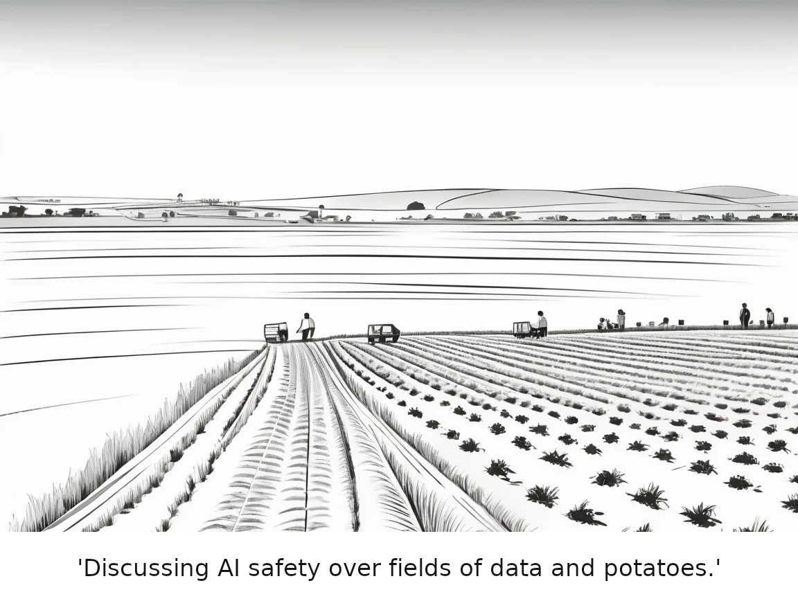 'Discussing AI safety over fields of data and potatoes.'