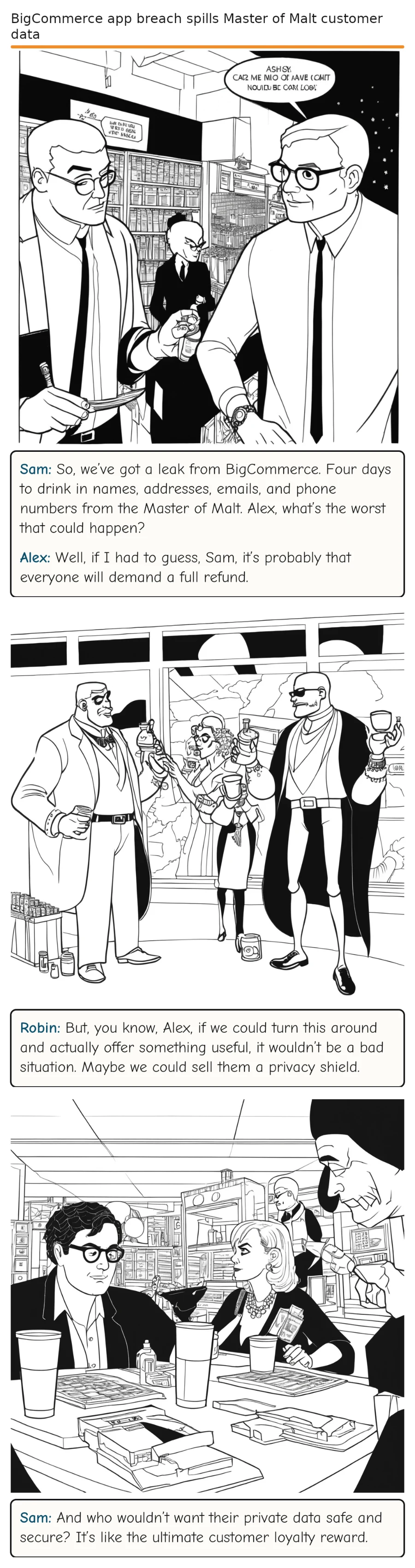 BigCommerce app breach spills Master of Malt customer data — comic strip
