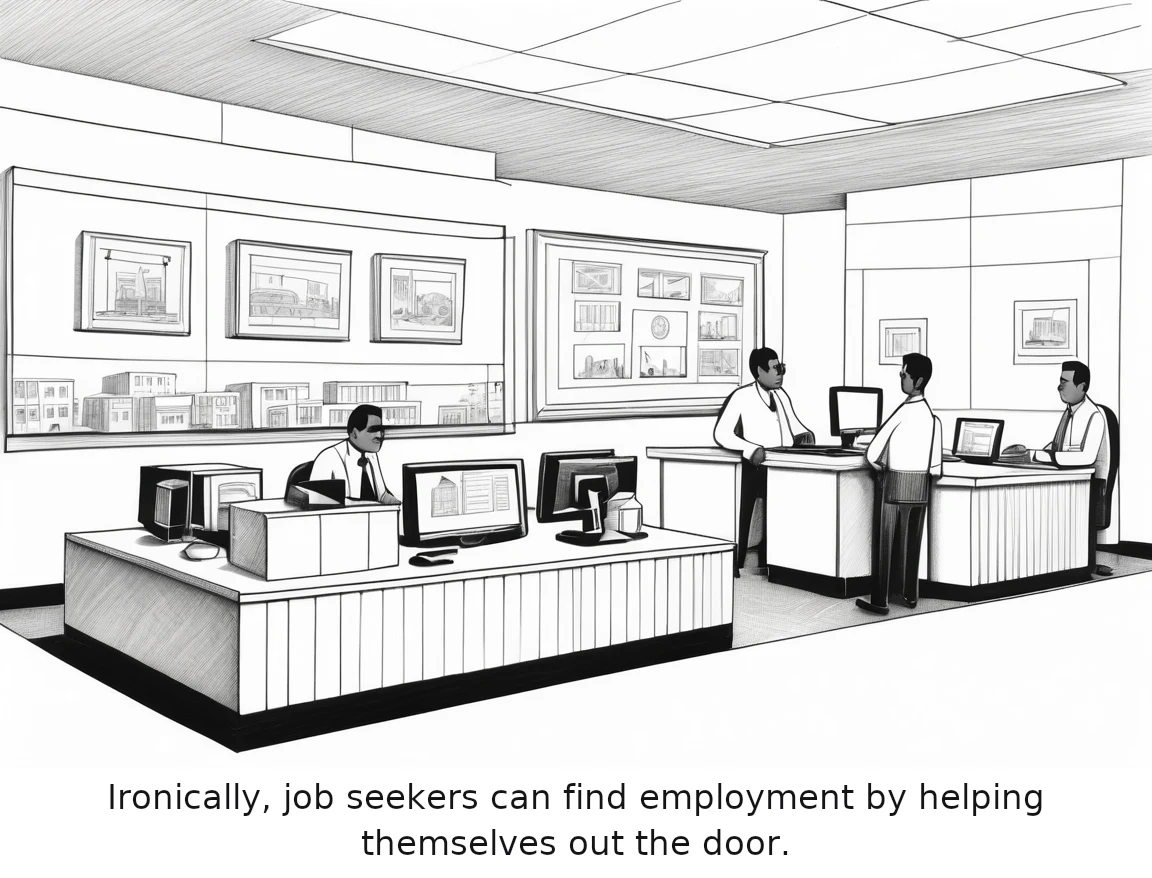 Ironically, job seekers can find employment by helping themselves out the door.
