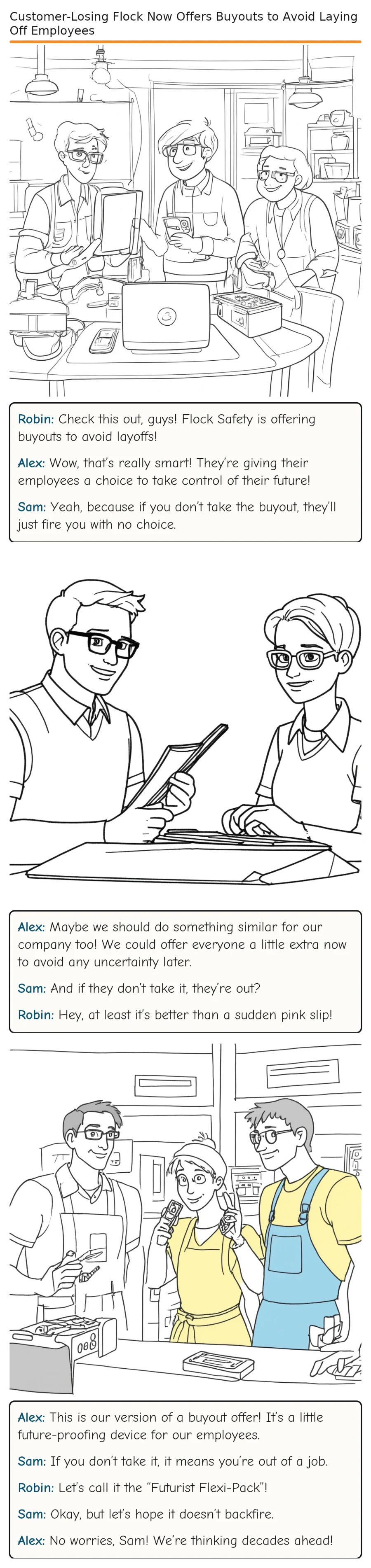 Customer-Losing Flock Now Offers Buyouts to Avoid Laying Off Employees — comic strip