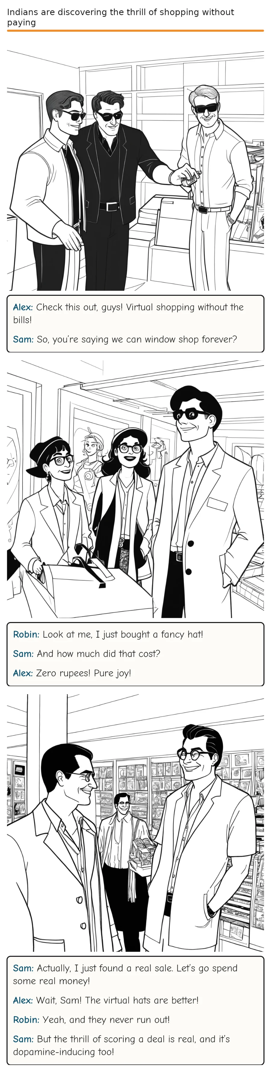 Indians are discovering the thrill of shopping without paying — comic strip
