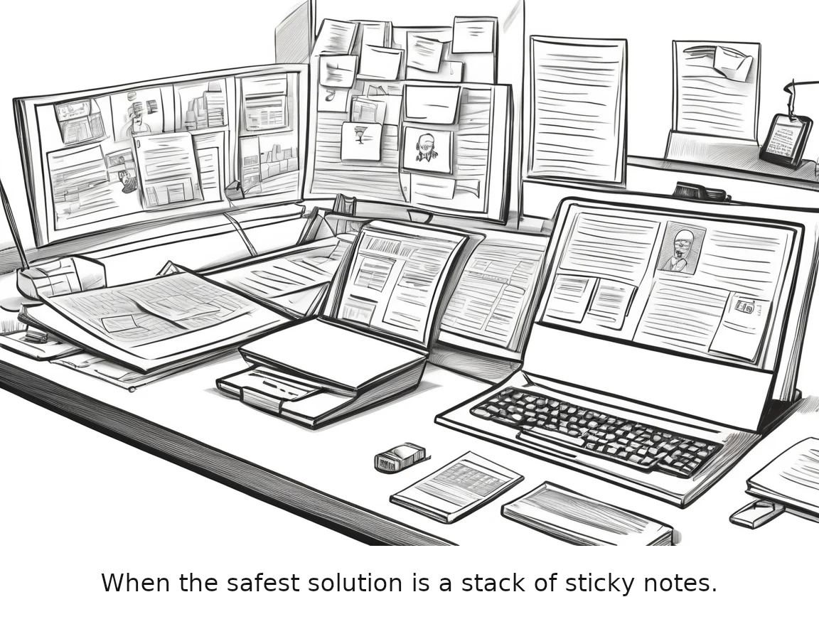 When the safest solution is a stack of sticky notes.