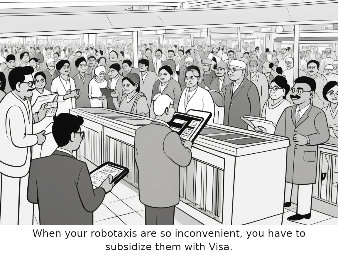 When your robotaxis are so inconvenient, you have to subsidize them with Visa.